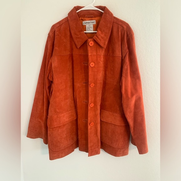 Vintage Authentic 100% Suede Leather Jacket Autumn Rust Orange - Picture 7 of 16